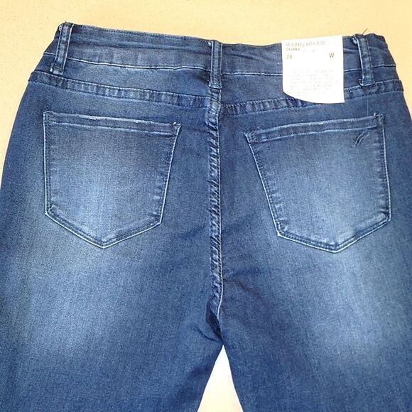 William Rast Sculpted High Rise Skinny Distressed Dark Wash Jeans - Picture 5 of 14